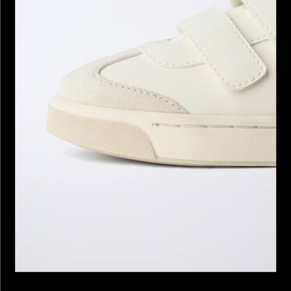 NWT Zara Kids Cream and Blue Velcro Sneakers - Picture 5 of 8